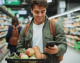 Empleado disfrutando de sus prestaciones sociales con Pluxee Canasta