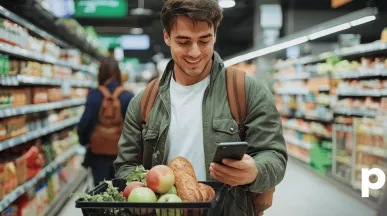 Empleado disfrutando de sus prestaciones sociales con Pluxee Canasta